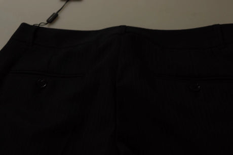 Dolce & Gabbana Black Stripes Mid Waist Trouser Pants