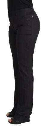 Dolce & Gabbana Black Stripes Mid Waist Trouser Pants