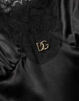 Dolce & Gabbana Black Silk Blend Lace Trim Sleeveless Mini Dress