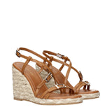 Stuart Weitzman Brown Leather Wedge Sandals