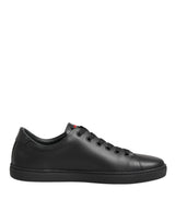 Dolce & Gabbana Black Leather Crystal Heart Low Top Sneakers  Shoes