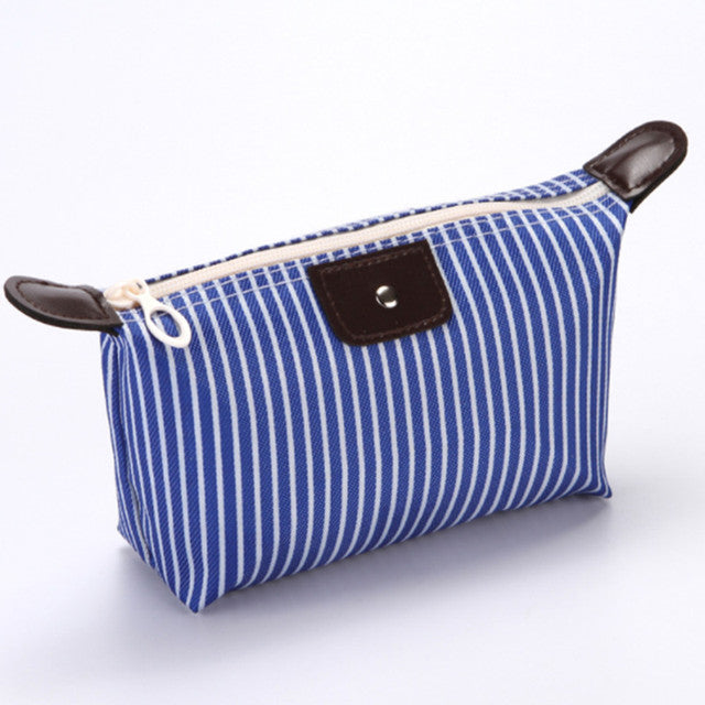 Portable Foldable Striped Waterproof Cosmetic Bag