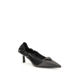 Prada Black Calf Leather Bos Taurus High Heel Pumps
