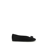 Ferragamo Black Calf Leather Bos Taurus Ballet Flats