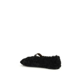 Ferragamo Black Fur Ballet Flats