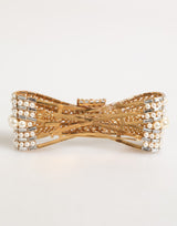 Dolce & Gabbana Gold Brass Glas Crystal Faux Pearl Embellished Brooch