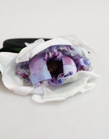 Dolce & Gabbana Black Green Silk Purple White Floral Appliqué Accessory Headband