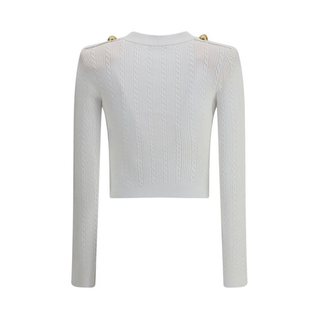 Balmain White Viscose Cardigan