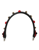 Dolce & Gabbana Black Embellished Leather Bag Handle Women Shoulder Strap