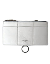Dolce & Gabbana White Calfskin Leather Large Crossbody Card Holder Wallet
