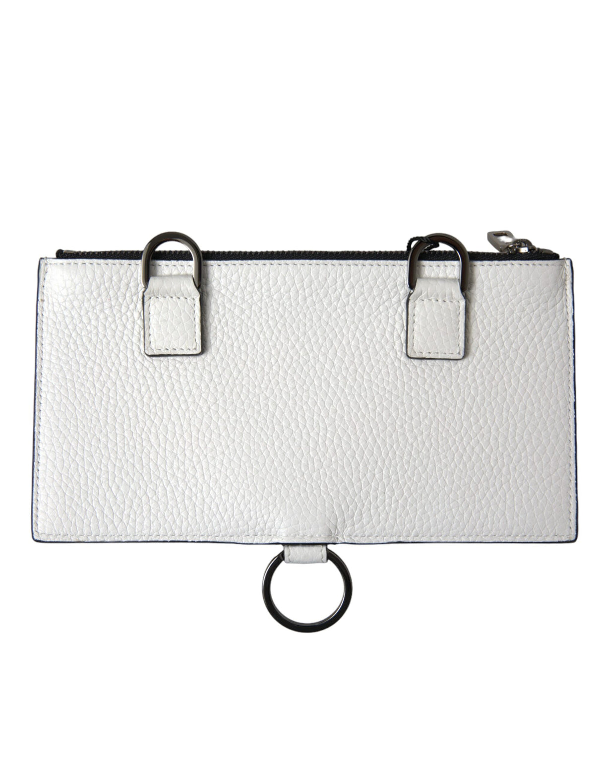 Dolce & Gabbana White Calfskin Leather Large Crossbody Card Holder Wallet