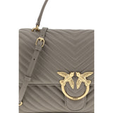 PINKO Gray Calf Leather Bos Taurus Handbag