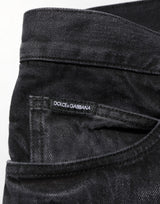Dolce & Gabbana Black Washed Cotton Skinny Men Denim Jeans