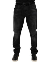 Dolce & Gabbana Black Washed Cotton Skinny Men Denim Jeans