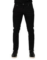 Dolce & Gabbana Black Cotton Blend Skinny Men Trouser Pants