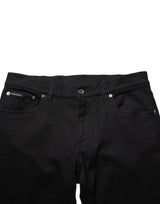 Dolce & Gabbana Black Cotton Blend Skinny Men Trouser Pants
