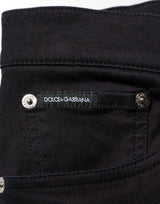 Dolce & Gabbana Black Cotton Blend Skinny Men Trouser Pants