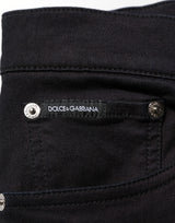 Dolce & Gabbana Black Cotton Blend Skinny Men Trouser Pants