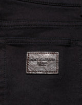 Dolce & Gabbana Black Cotton Blend Skinny Men Trouser Pants