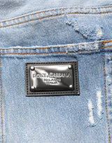 Dolce & Gabbana Blue Distressed Ripped Denim Pants Jeans