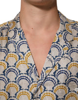 Dolce & Gabbana Cream Cotton Silk Hawaii Scallop Shell Print Shirt