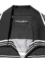 Dolce & Gabbana Black White StripeDot Print Casual Polo Shirt