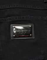 Dolce & Gabbana Black Cotton Regular Denim Men Trouser Jeans