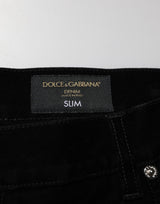 Dolce & Gabbana Black Cotton Slim Fit Denim Trouser Jeans