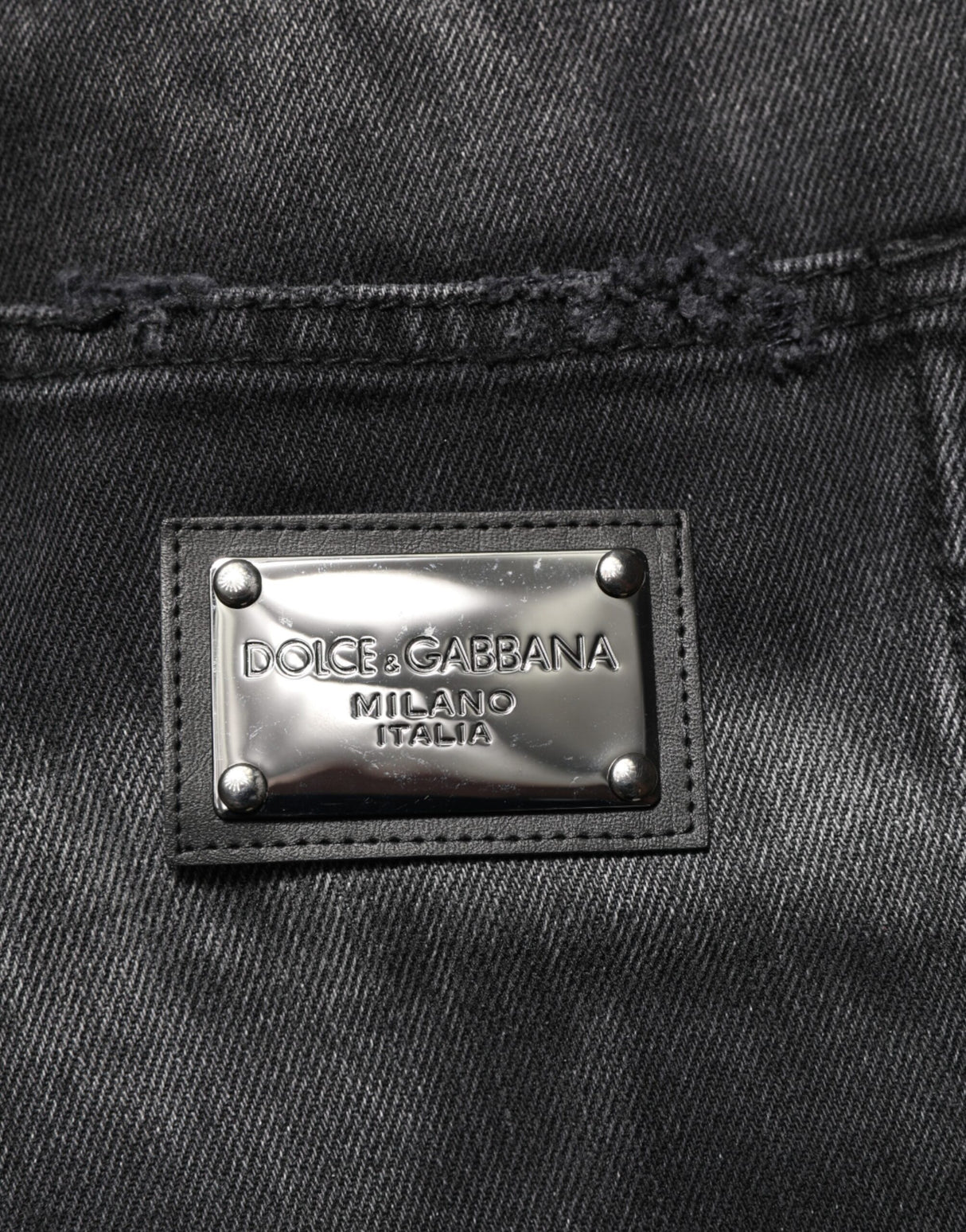 Dolce & Gabbana Black Marbled Effect Straight Men Denim Jeans