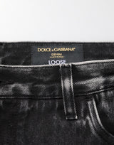 Dolce & Gabbana Black Washed Ripped Loose Cotton Denim Jeans