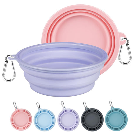 Kytely Collapsible Dog Bowls Medium (650ml) 2 Pack Travel Dog Bowls for Dog Cat Portable Dog Water Food Bowl with Clasp Pet Cat Feeding Cup Dish for Outdoor Travel Walking Parking