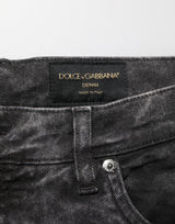 Dolce & Gabbana Black Cotton Mid Waist Denim Men Bermuda Short