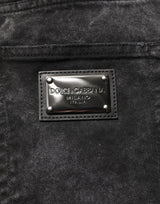 Dolce & Gabbana Black Cotton Mid Waist Denim Men Bermuda Short