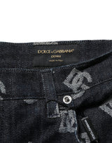 Dolce & Gabbana Black Monogram Denim Cargo Men Bermuda Short