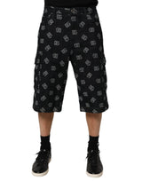 Dolce & Gabbana Black Monogram Denim Cargo Men Bermuda Short