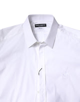 Dolce & Gabbana White Cotton Collared GOLD FormalDress Shirt