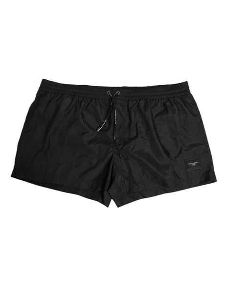 Dolce & Gabbana Black Logo Polyester Beachwear Shorts Swimwear