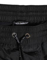 Dolce & Gabbana Black Logo Polyester Beachwear Shorts Swimwear