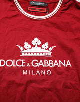 Dolce & Gabbana Maroon LogoCrown Cotton Half Sleeve T-shirt