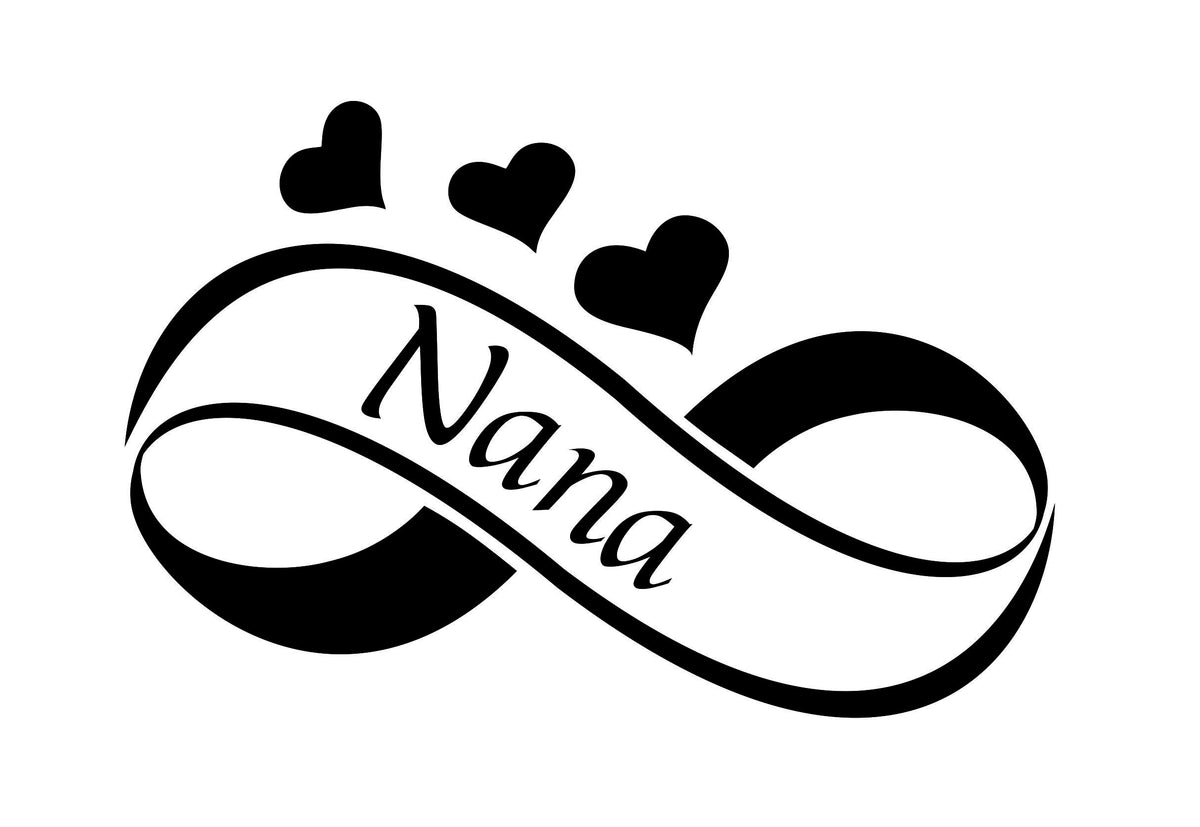 Nana with Hearts 6.5" Wide Black Vinyl Decal Sticker Car Truck #2002