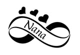 Nana with Hearts 6.5" Wide Black Vinyl Decal Sticker Car Truck #2002
