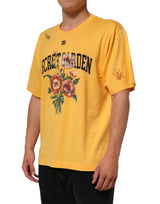 Dolce & Gabbana Yellow Secret Graden Floral Cotton CrewNeck T-shirt