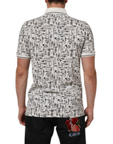 Dolce & Gabbana White Musical Print Collared Polo T-shirt