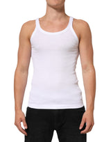 Dolce & Gabbana White Sleeveless Round Neck Tank Top T-shirt