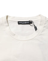 Dolce & Gabbana White Logo Print Cotton Crew Neck Men T-shirt