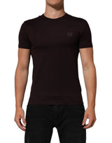 Dolce & Gabbana Brown Logo Plaque Cotton Crew Neck T-shirt