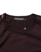 Dolce & Gabbana Brown Logo Plaque Cotton Crew Neck T-shirt