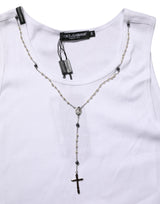 Dolce & Gabbana White Cotton Chain Necklace Tank Top T-shirt