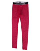 Dolce & Gabbana Fuchsia Nylon Logo Lace Leggings Pants Underwear