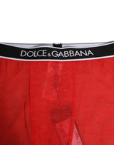 Dolce & Gabbana Red Logo Lace Tight Midi Trousers Underwear